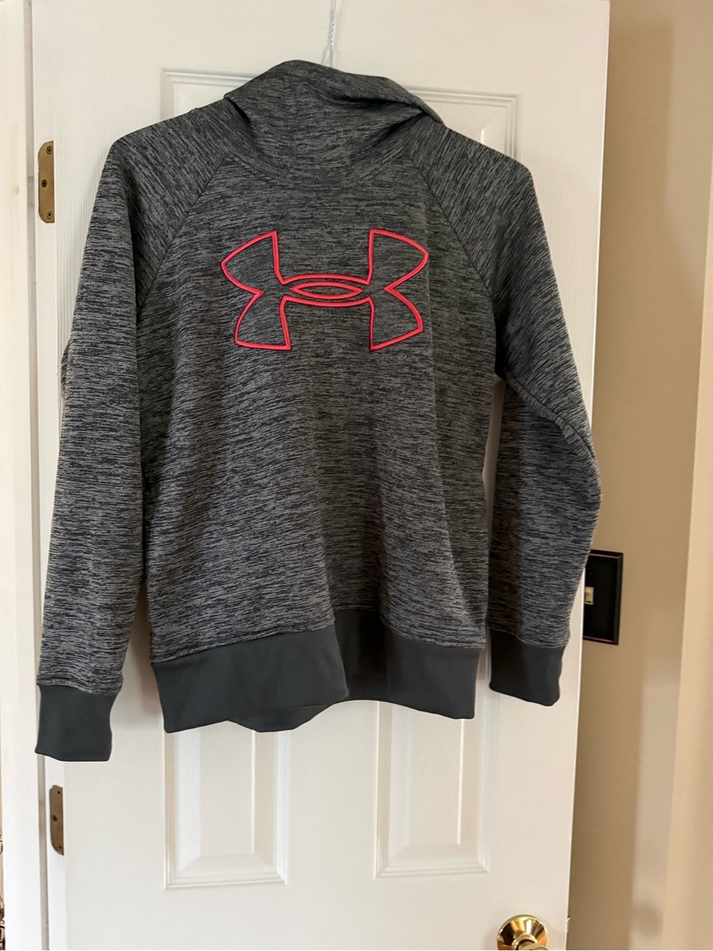 Under Armour Heather Gray Hoodie with Neon Pink Logo